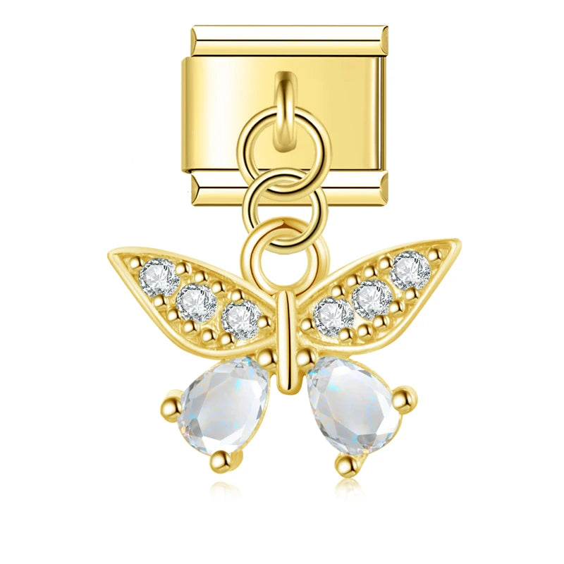 Gold Charms 14k Massivgold-Anhänger – Kleiner Schmetterling-Charm 16mm, Perfekt Als Geschenk Pandora Armband Anhänger Gold